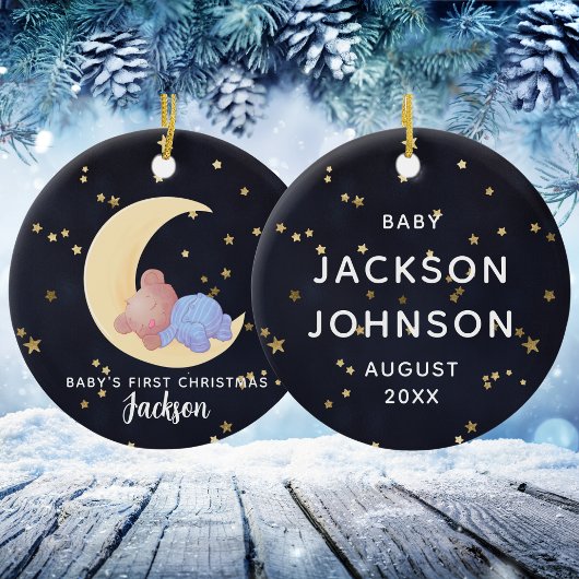 Schattige Zwart Goud Beer Jongen Baby's Eerste Ker Keramisch Ornament