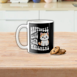 Schattige zwart grappig kat gezegde koffiemok