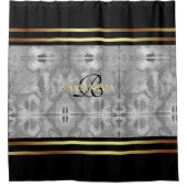 Schattige zwart grijs en goud strepen marmer douchegordijn (Voorkant)