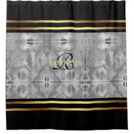 Schattige zwart grijs en goud strepen marmer douchegordijn