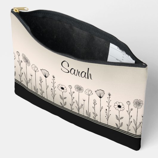 Schattige Zwart/Groen Ombre Bloem Doodles Bruidsme Etui (Open)