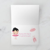 Schattige Zwart Haired Ballerina Verjaardag Kaart (Binnen)