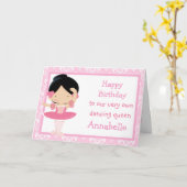 Schattige Zwart Haired Ballerina Verjaardag Kaart (Gele Bloem)