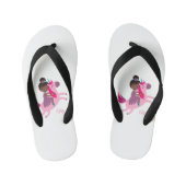 Schattige Zwart Haired Meisje Rijden op een Eenhoo Kinder Teenslippers (Voetbed)