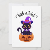 Schattige zwart heks katten aangepaste halloween p kaart (Voorkant)