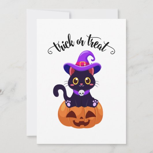 Schattige zwart heks katten aangepaste halloween p kaart (Voorkant)