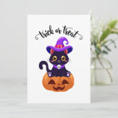 Schattige zwart heks katten aangepaste halloween p kaart (Staand voorkant)