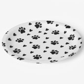 Schattige zwart hondenpootjes Prints & Hearts Papieren Bordje (Gekanteld)
