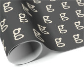 Schattige Zwart Initiaal Monogram Retro Typewriter Cadeaupapier (Rol Hoek)