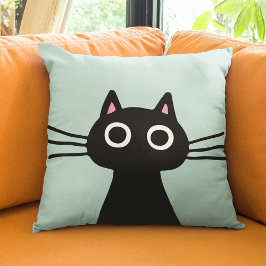 Schattige zwart Kat | Eigenzinnige Pet Cat Lover's Kussen