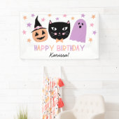 Schattige Zwart Kat Halloween Verjaardagsnaam Bann Spandoek (Insitu)