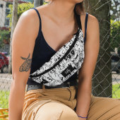 Schattige zwart kat illustratie Kat tekening monog Heuptasje