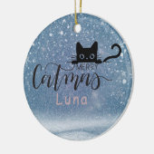 Schattige zwart kattenkerstornament voor kattenlie keramisch ornament (Links)