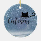 Schattige zwart kattenkerstornament voor kattenlie keramisch ornament (Achterkant)
