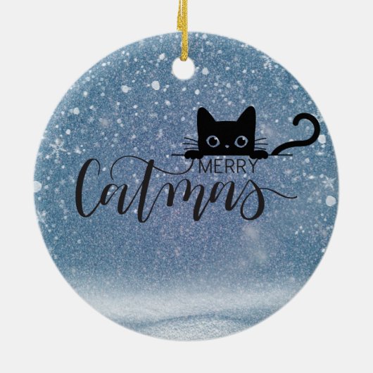 Schattige zwart kattenkerstornament voor kattenlie keramisch ornament (Achterkant)