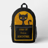 Schattige zwart kattenleer look bedrukte rugzak (Voorkant)