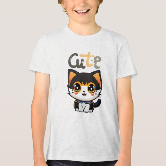 Schattige zwart kattenontwerp| Kattenliefhebbers | Tri-Blend Shirt (Voorkant)