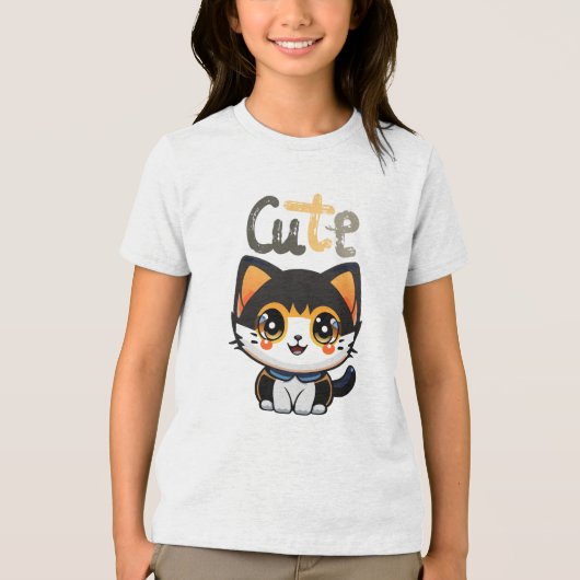 Schattige zwart kattenontwerp| Kattenliefhebbers | Tri-Blend Shirt (Voorkant)