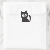 Schattige zwart kattensilhouet vierkante sticker (Tas)