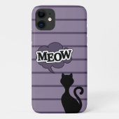 Schattige zwart kattensilhouet zegt miauw Case-Mate iPhone case (Achterkant)