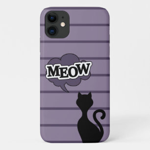 Schattige zwart kattensilhouet zegt miauw Case-Mate iPhone case