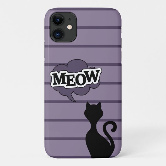 Schattige zwart kattensilhouet zegt miauw Case-Mate iPhone case (Achterkant)