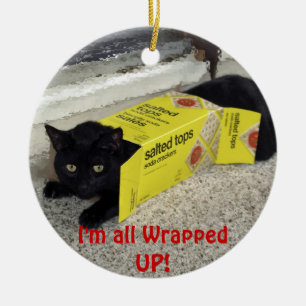 Schattige zwart kitten kerst ornament
