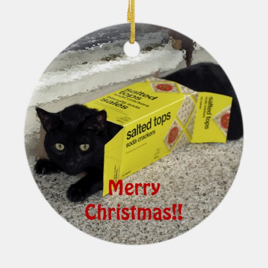 Schattige zwart kitten kerst ornament (Achterkant)