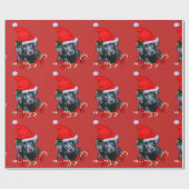 Schattige zwart labrador retriever kerst cadeaupapier (Vlak)