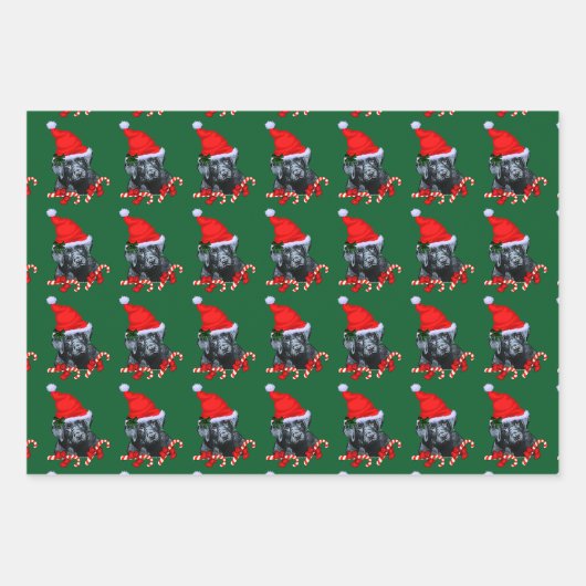 Schattige zwart labrador retriever kerst inpakpapier vel (Voorkant 2)