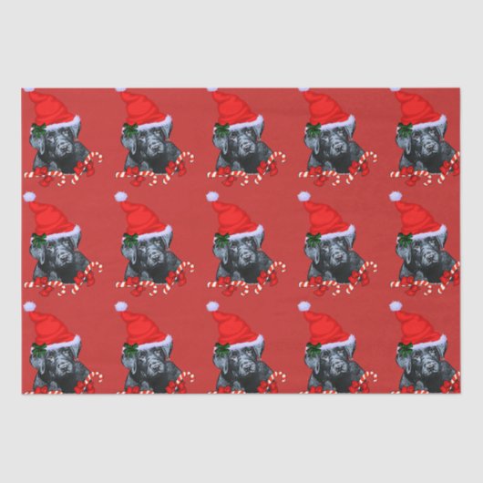 Schattige zwart labrador retriever kerst tissuepapier (Voorkant)
