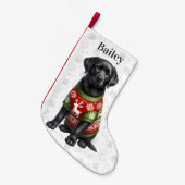 Schattige zwart labrador retriever vakantie puppy  kleine kerstsok (Voorkant (Hangend))