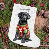 Schattige zwart labrador retriever vakantie puppy  kleine kerstsok