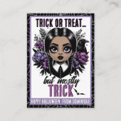 Schattige Zwart Meisje Gothic Halloween Klaslokaal Plaatskaartje (Voorkant)