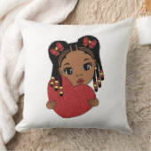 Schattige zwart meisje met hart kussen (Deken)