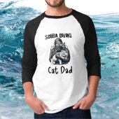 Schattige zwart op wit Scuba Diving Cat Dad T-shirt