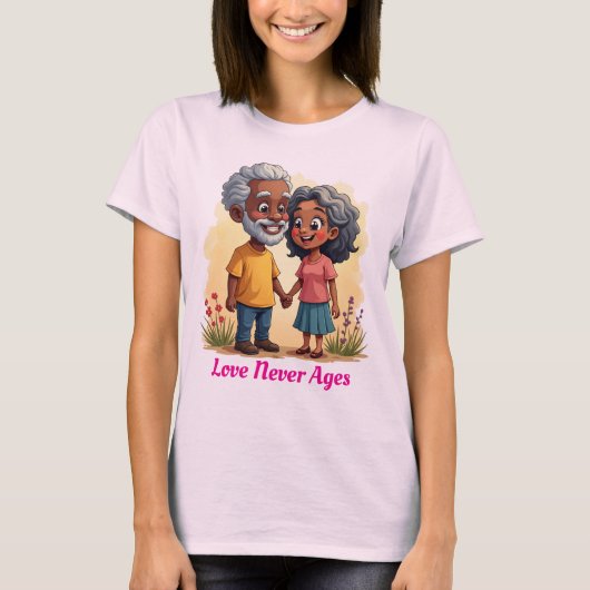 Schattige zwart paar liefde grafisch T-shirt voor  (Voorkant)