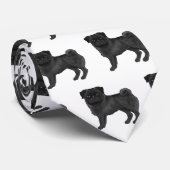 Schattige zwart pug dog Cartoon geïllustreerd hond Stropdas (Opgerold)