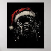 Schattige Zwart Puppy Lab Santa Hat Xmas Dog Labra Poster (Voorkant)