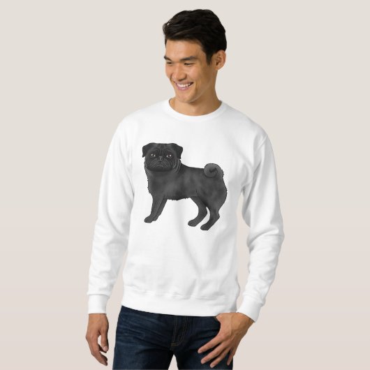 Schattige zwart rimpelig gezicht pug mops Hondenra Trui (Voorkant volledig)