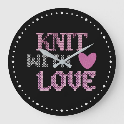 Schattige zwart roze gebreid met liefde grote klok (Voorkant)