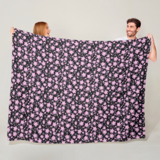 Schattige Zwart Roze Mooie Kersenbloesem Fleece Deken