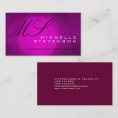 Schattige Zwart Roze Paarse Monogram Visitekaartje (Voorkant / Achterkant)