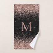 Schattige Zwart Roze Rose Goud Glitter Border Mono Bad Handdoek (Handdoek)
