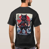 Schattige zwart samoerai cat t-shirt (Achterkant)