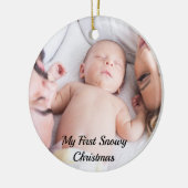 Schattige zwart script Mijn eerste besneeuwde kers Keramisch Ornament (Links)