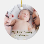 Schattige zwart script Mijn eerste besneeuwde kers Keramisch Ornament (Achterkant)