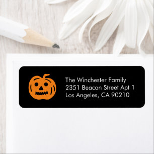 Schattige zwart sinaasappel pompoen leuk Halloween Etiket