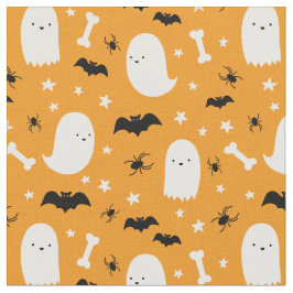 Schattige Zwart Sinaasappel Spooky Ghosts Spiders  Stof