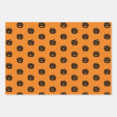 Schattige zwart sinaasappel wit jack o lantaarn Ha Inpakpapier Vel (Voorkant 3)